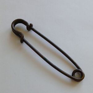 Vintage Large Safety Pin Kilt Pin Brass Bronze 3.75"